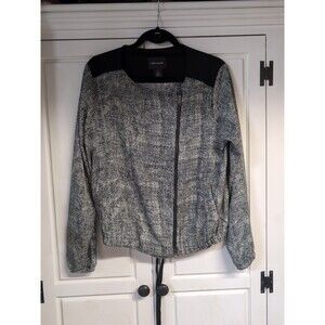 DKNY Jeans Black Lightweight Bomber Jacket Full Zip Open Tie Back Windbreaker L